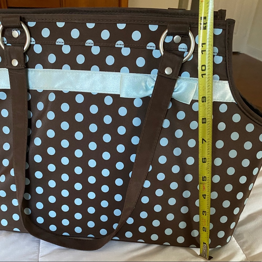 Companion Road Pet Tote Bag. Pet Carrier Brown/light Blue polkadots Carrier